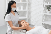 A woman receiving a Biorepeel Treatment 