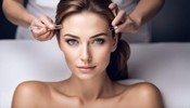 A woman receiving a Biorepeel Treatment in a modern spa.