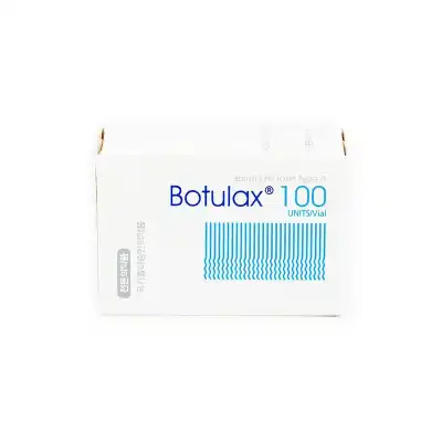 A white box labeled "BOTULAX® (LETYBO®) 100u (Korean)" with blue and green text and vertical blue lines. The packaging also states "Botulinum Toxin Type A" and features Korean writing on the side.