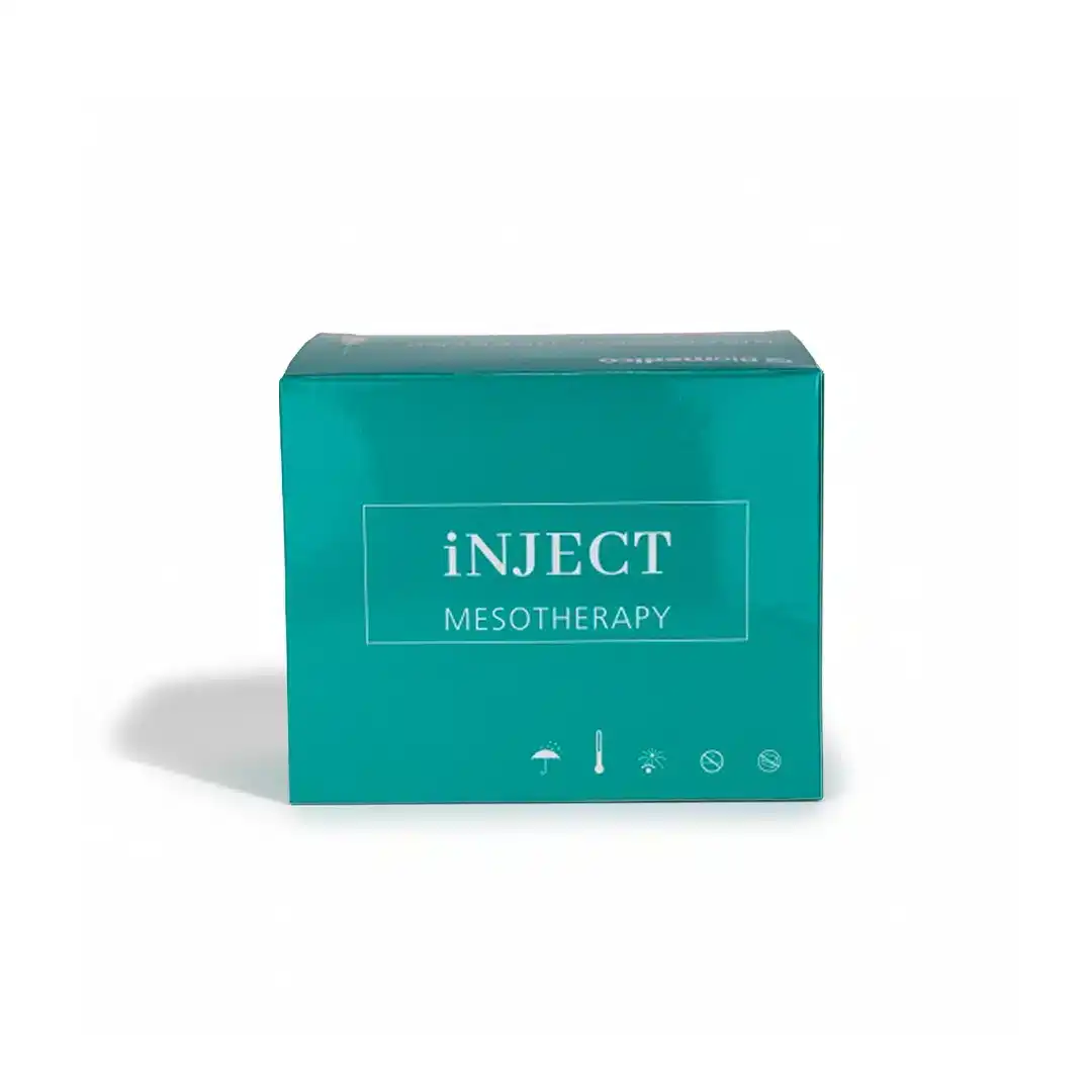 A teal box labeled "BIOMEDICO 30G - 12mm" stands on a white surface, featuring minimal graphics and icons in a clean, modern design.