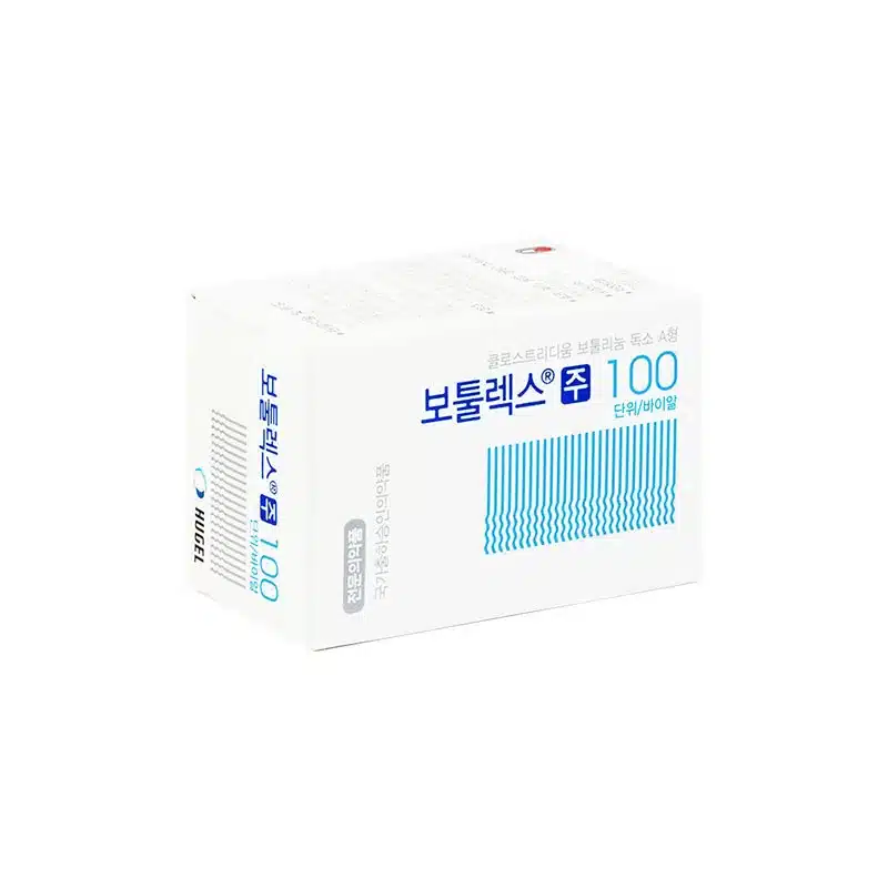 A mostly white box with blue and grey details, labeled in Korean with blue text and a barcode-style