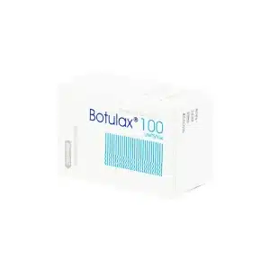 A white box labeled "BOTULAX® (LETYBO®) 100u (Korean)" in blue text, featuring extra details and a barcode design on the front and side, indicating it contains Botulinum Toxin Type A.