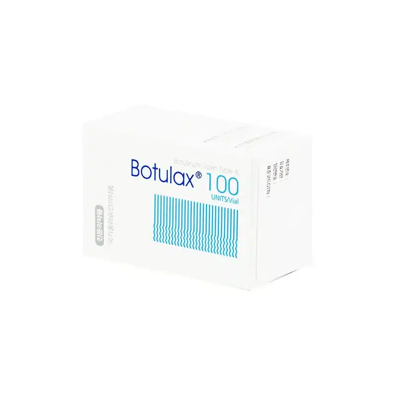 A white box labeled "BOTULAX® (LETYBO®) 100u (Korean)" in blue text, featuring extra details and a