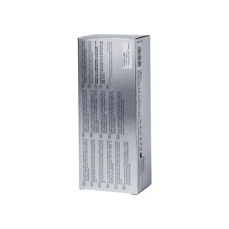 A rectangular, silver-colored FILLMED® ART FILLER FINE LINES with Lidocaine box standing upright