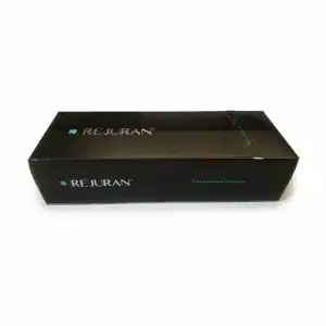 A black rectangular box labeled "REJURAN® HEALER" with "DNA Optimizing Technology" on the side, set against a plain white background.