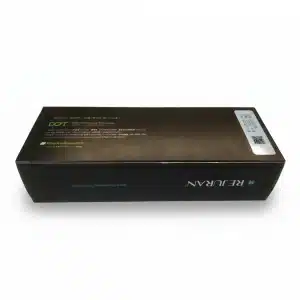 A rectangular black box labeled "REJURAN® HEALER" with green and white text and a QR code in the top right corner, placed on a white background.