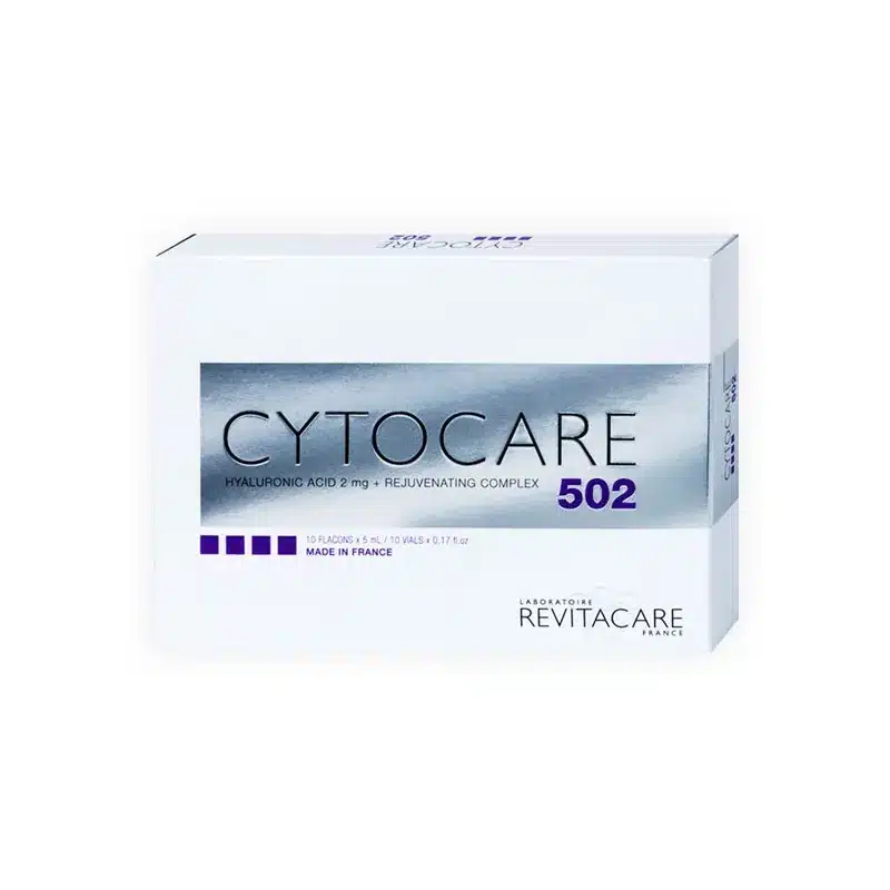 A box of CYTOCARE 502 by Revitacare France features "Hyaluronic Acid 2 mg + Rejuvenating Complex"