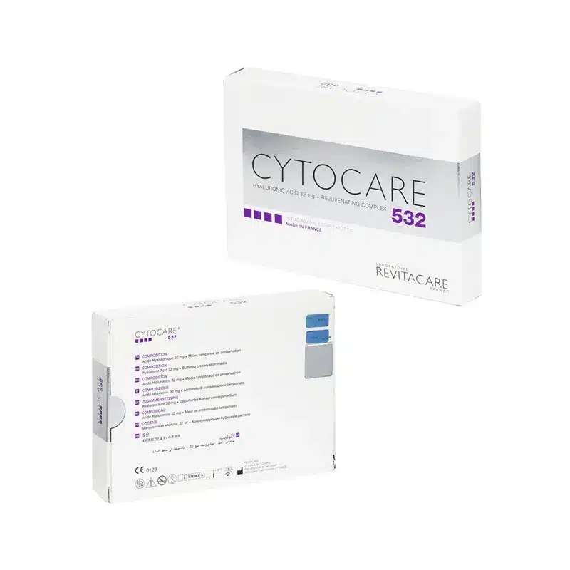 Two white boxes labeled "CYTOCARE 502" with purple accents. One displays the front branding, while