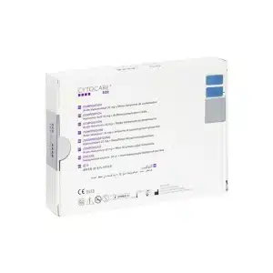 A white box labeled "CYTOCARE 502" displays a list of ingredients and information in various languages, along with certification symbols and a barcode on the lower left corner.