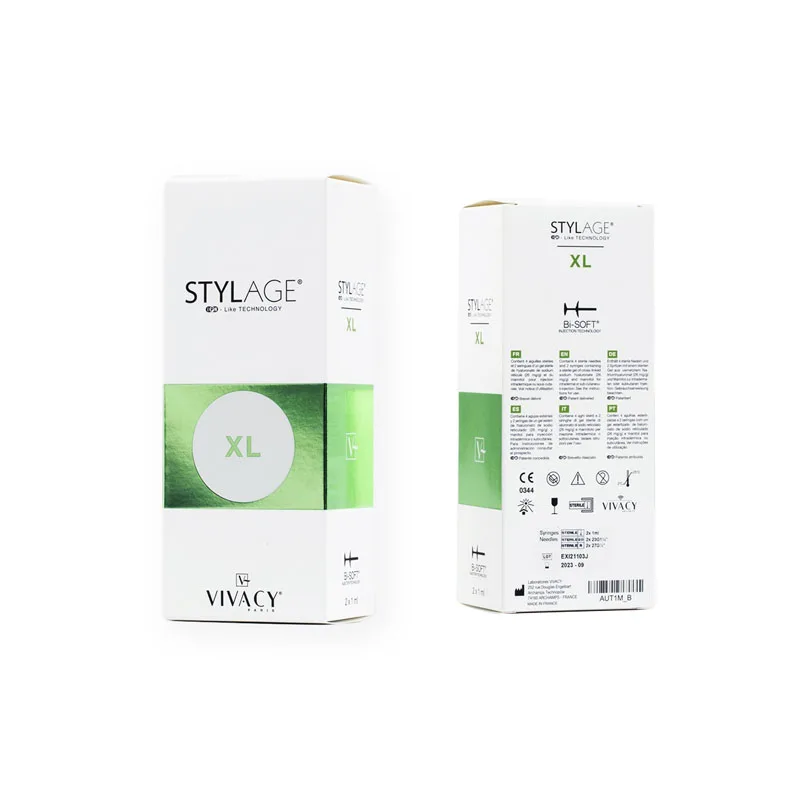 Image of two boxes of STYLAGE® XL BI-SOFT®, a cosmetic product by Vivacy. One box is shown from the
