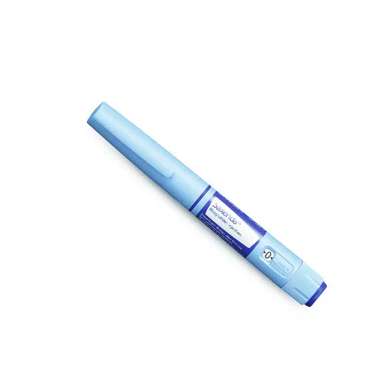 A SAXENDA® 6mg/ml - 3 Syringes (Italian) with a cap and a dial, labeled with dosage information