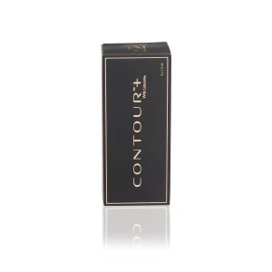 A black and gold box labeled "REVANESSE® CONTOUR™ with Lidocaine" with "MMV Vitamin" below it, containing 3 x 3.4 ml. The box is standing upright against a white background, with a reflection visible at the bottom.
