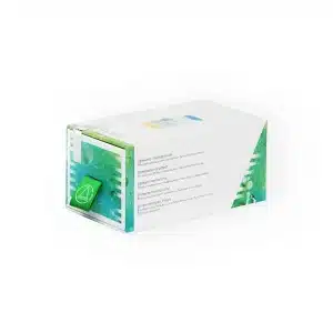 A rectangular white and green box with a spout on one side. The box features minimalist design elements, including a green leaf icon on the spout and text in multiple languages listing product benefits. It appears to be a package for BIOREPEELCL3® FND.