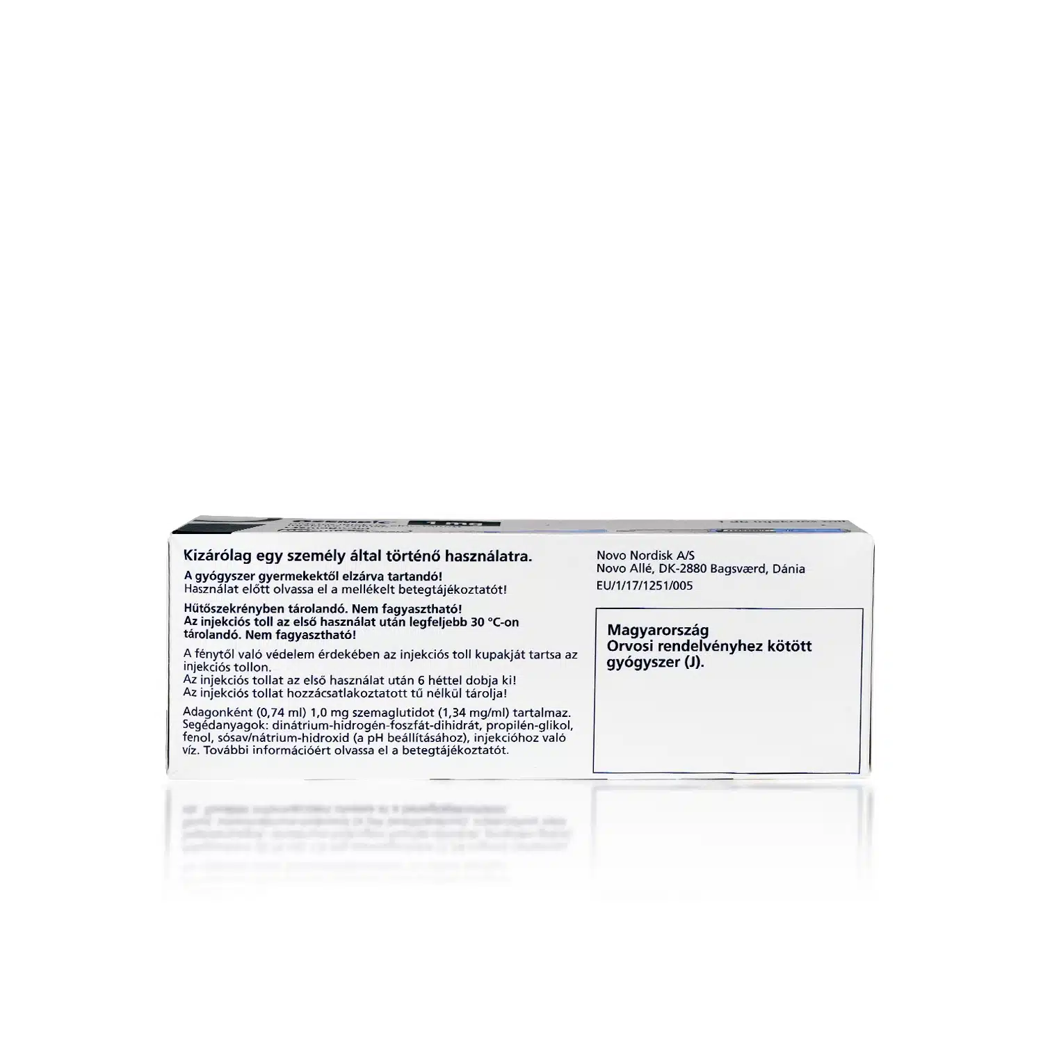 A box of OZEMPIC® 1mg (Hungarian) containing text in Hungarian, describing usage instructions and