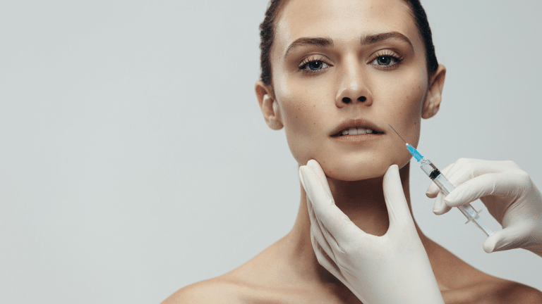 Woman getting a Saypha Filler injection.