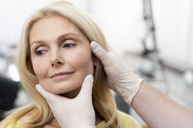 checking the patient close up