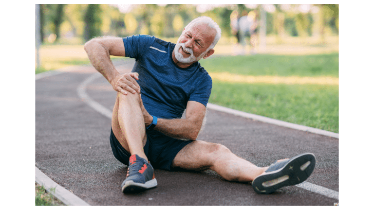 aching knee on the road