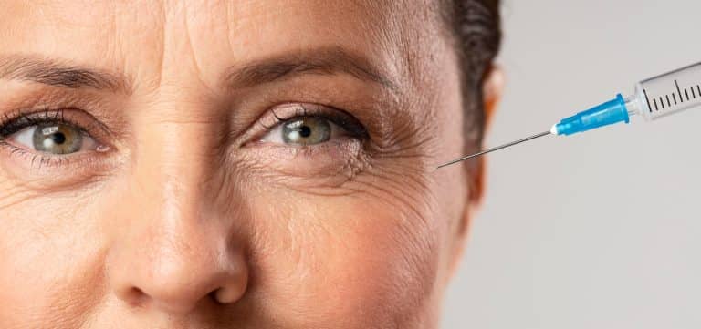 injection in the left eye