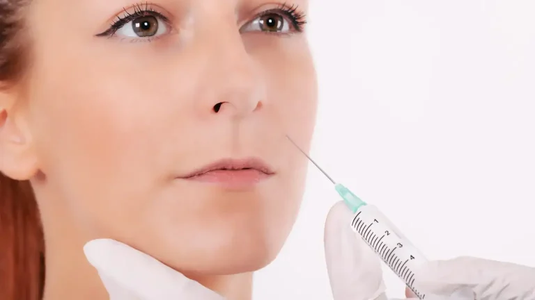 Woman getting injection.