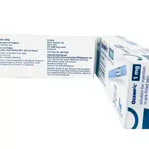 OZEMPIC® 1mg packaging, in blue and white, displays essential usage guidelines, brand labeling, dosage info, instructions, and manufacturing details.