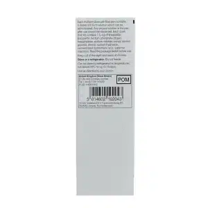 The back of a MOUNJARO® 7.5mg KwikPen®, 1 Stk. box showing text on dosage, storage, manufacturer info, a barcode, and a “POM” label—all printed in black on a white background.