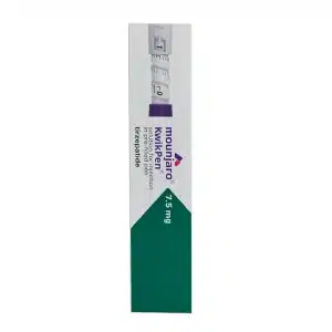 Box of MOUNJARO® 7.5mg KwikPen®, 1 Stk., featuring purple and green colors, labeled as a tirzepatide injection pen.