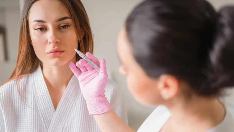 Dermatologist assessing facial treatment areas before discussing Botox cost