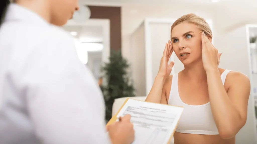 Patient consulting with an aesthetic professional about Botox treatment pricing